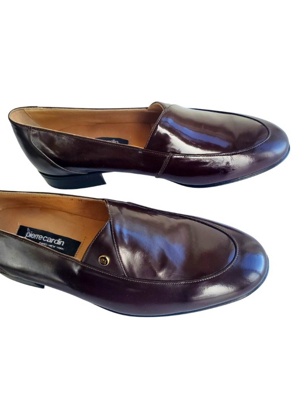 Vintage 1970s Pierre Cardin Brown Patent Leather Loafers Sz 8/9.5 - Picture 3 of 12